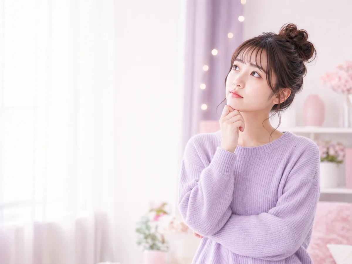 配信や音楽活動について考えている女性